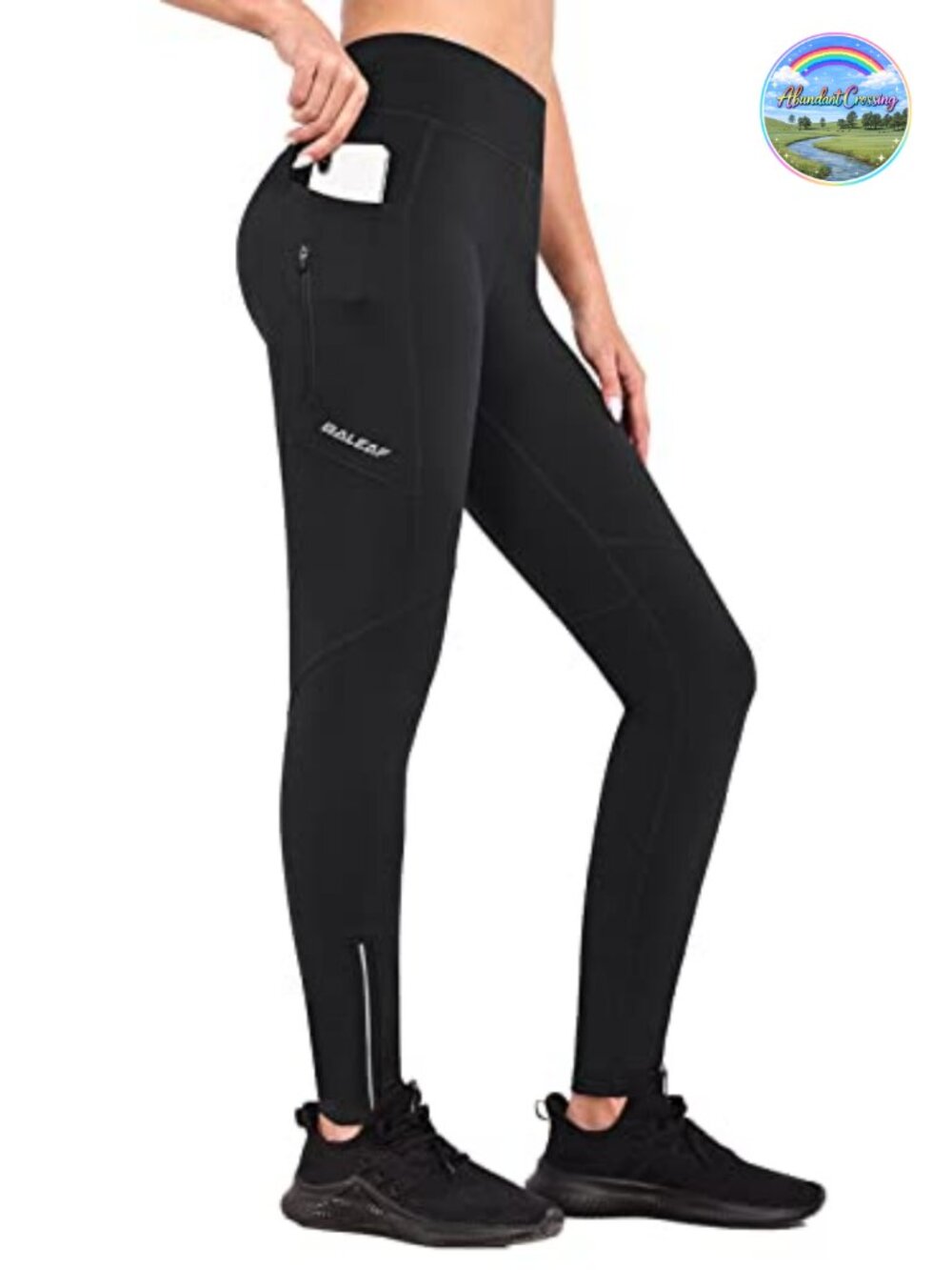 Fleece Lined Water Resistant Leggings with Zip Pockets Athletic Tights